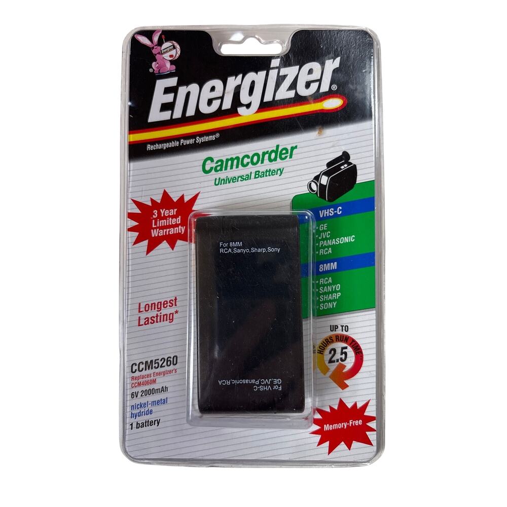 Energizer CCM5260M 6V‎ NiMH Camcorder Battery Rechargeable Vintage OEM